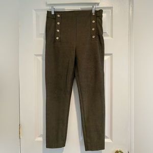 Ann Taylor pants with gold buttons.